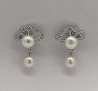 Fan pearl elegance freshwater pearl drop earrings for women