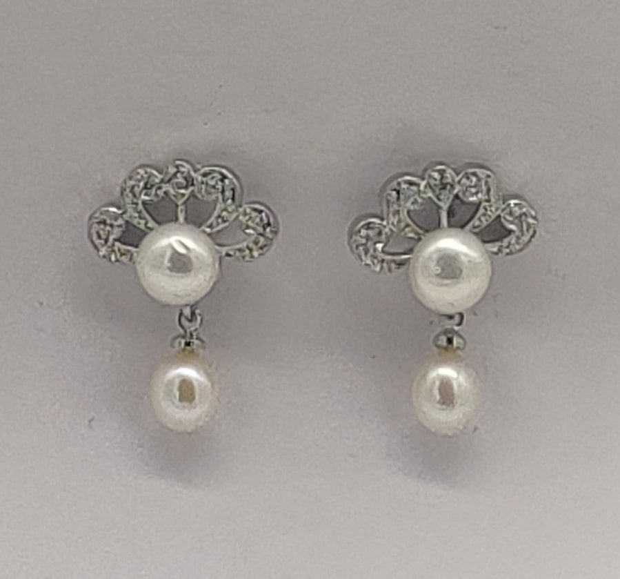 Fan pearl elegance freshwater pearl drop earrings for women