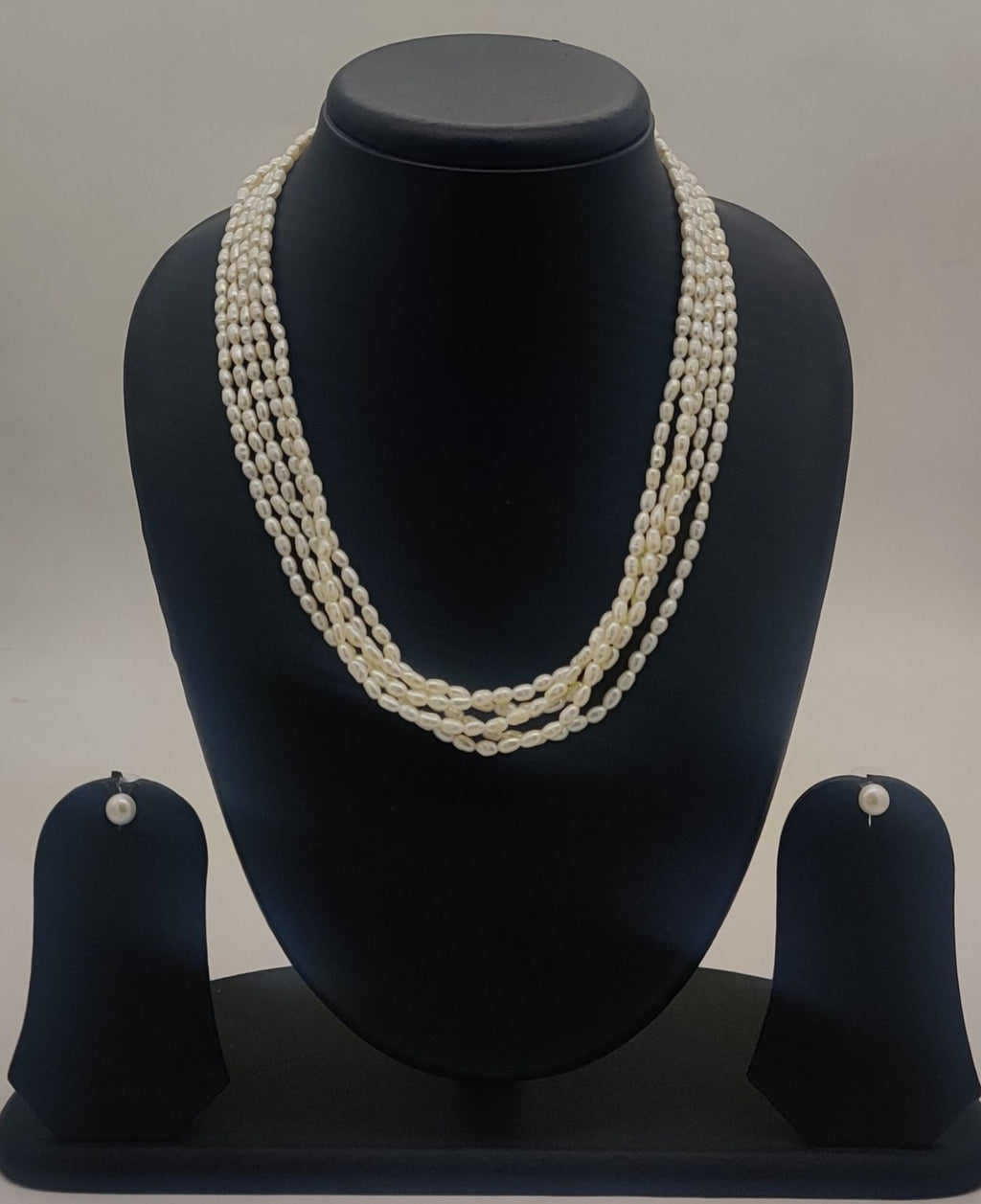 genuine freshwater pearl necklace and earrings set for women crafted with freshwater pearls in five-strand layered design