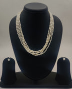 genuine freshwater pearl necklace and earrings set for women crafted with freshwater pearls in five-strand layered design