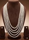 Five-Strand White Freshwater Pearl Necklace & Earring Set