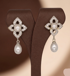  Floral Crystal Pearl Drop Earrings