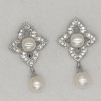  Floral Crystal Pearl Drop Earrings