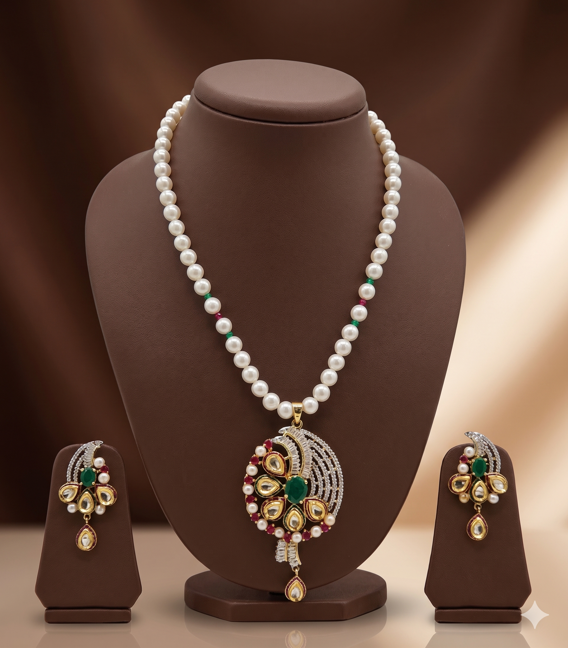 Floral Dusk Freshwater Pearl Necklace & Earrings Set for Women