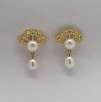 Floral cascade freshwater pearl drop earrings for women