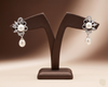 Floral cluster pearl drop earrings for women