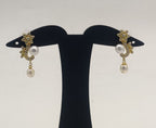 Floral pearl cluster drop earrings for women