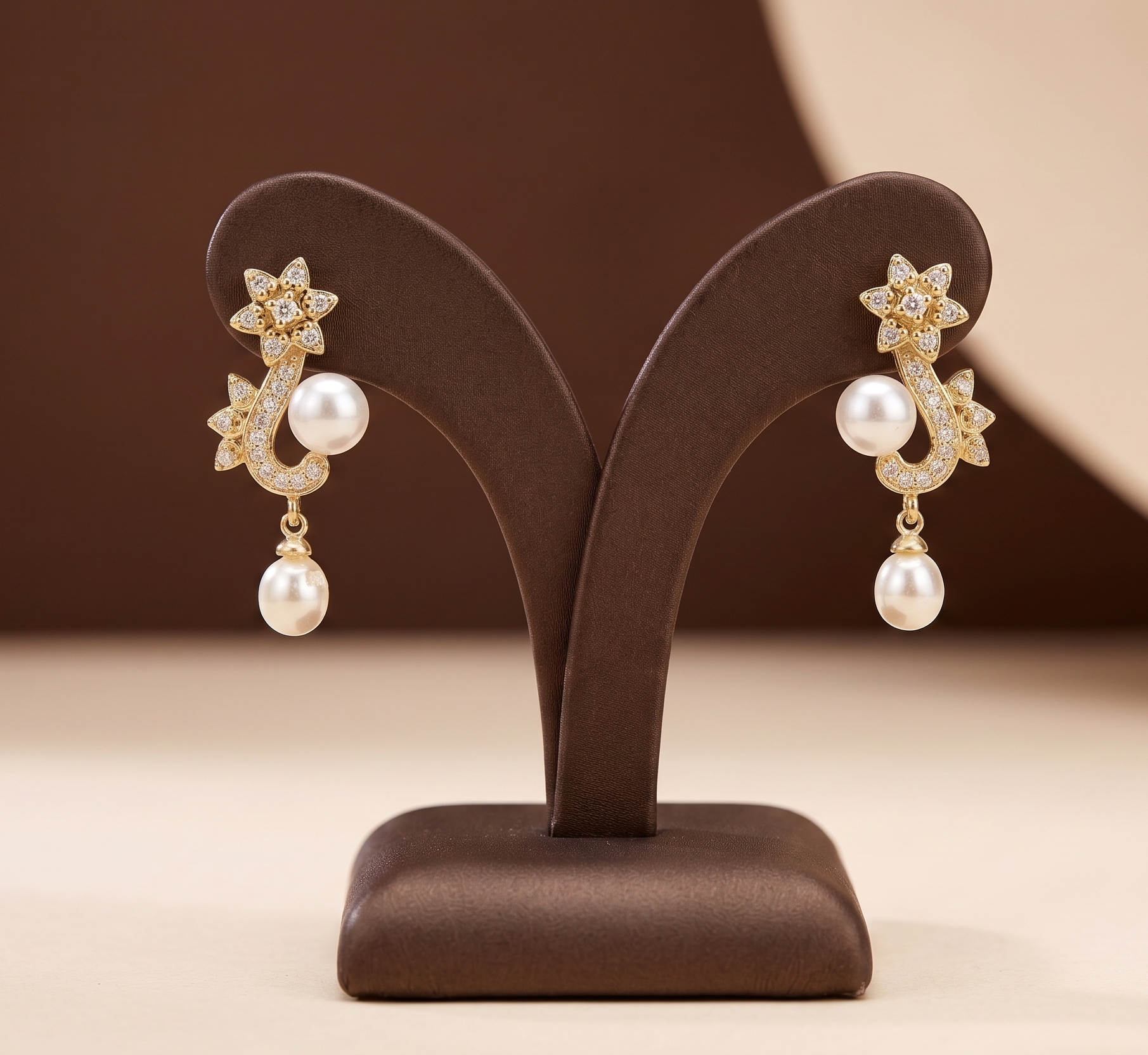 Floral pearl cluster drop earrings for women
