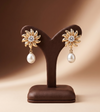 Floral pearl drop freshwater earrings for women