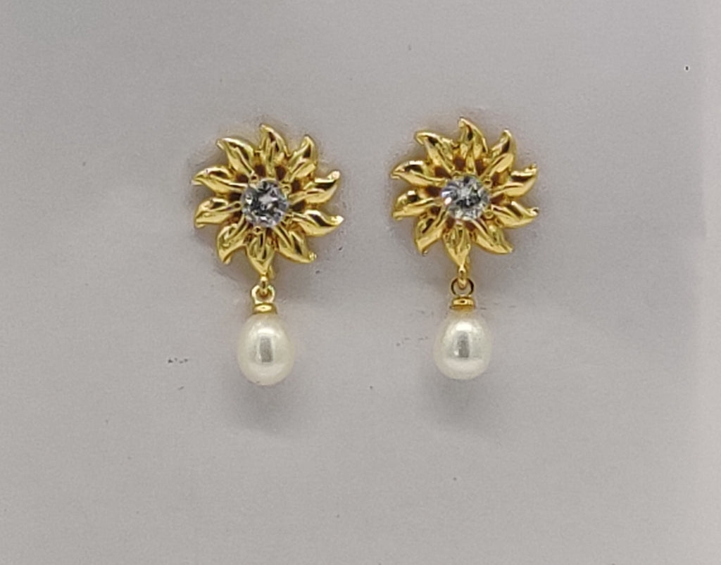 Floral pearl drop freshwater earrings for women