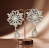 Floral pearl drop stud earrings for women