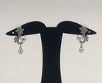 Floral pearl drop stud earrings for women