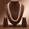Four-Line Twisted Freshwater Pink Rice Pearl Necklace Set