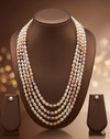 Fresh Water Natural Shaded Peach 4 Line Oval Pearl Set