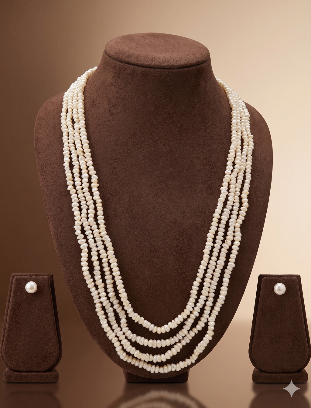 Freshwater Natural White 4 Line Seed Pearl Necklace