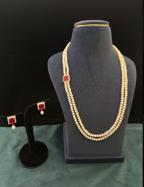 Freshwater Pearl Double Strand Necklace Set