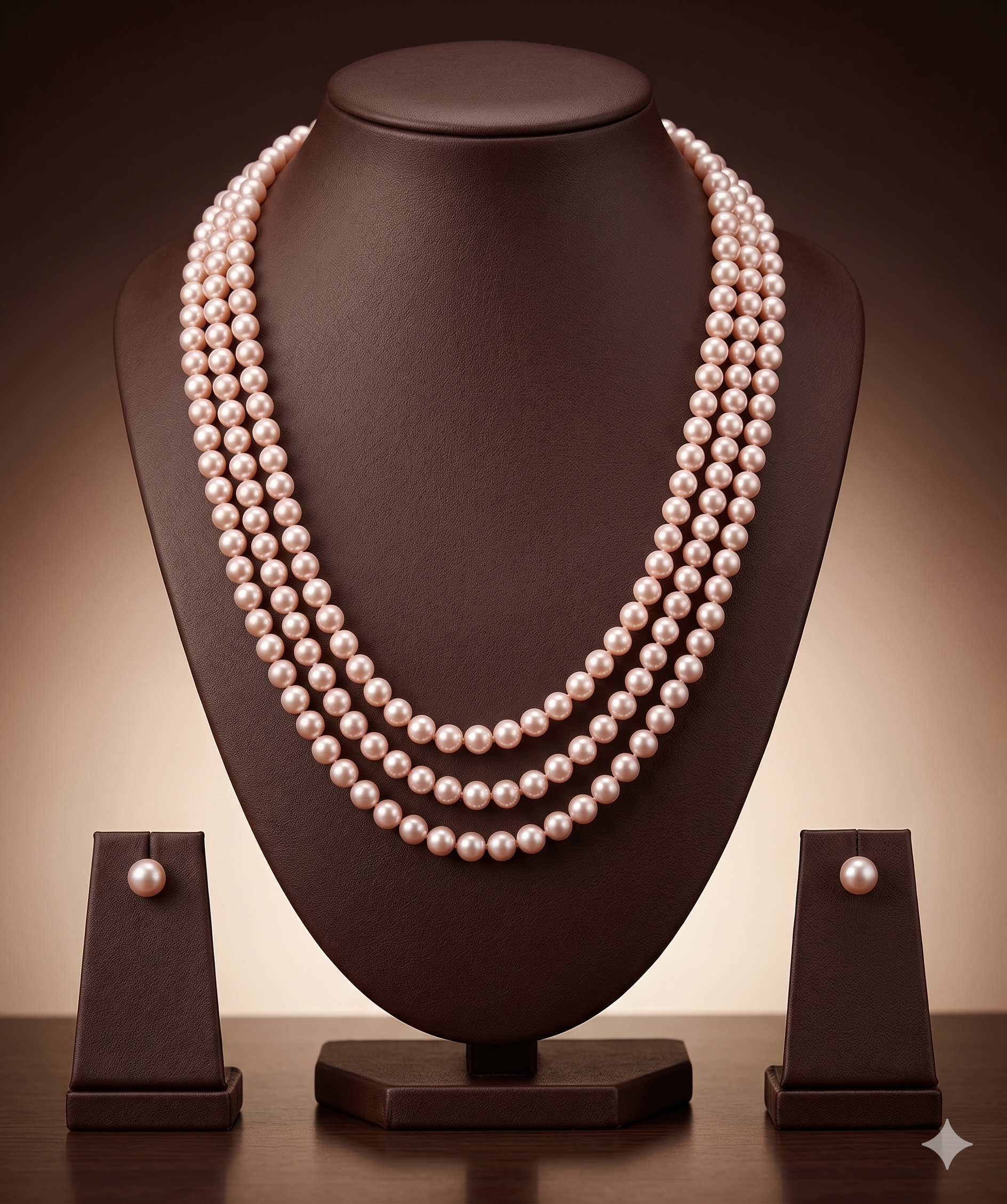 Triple-Strand Blush Freshwater Pearl Necklace Set