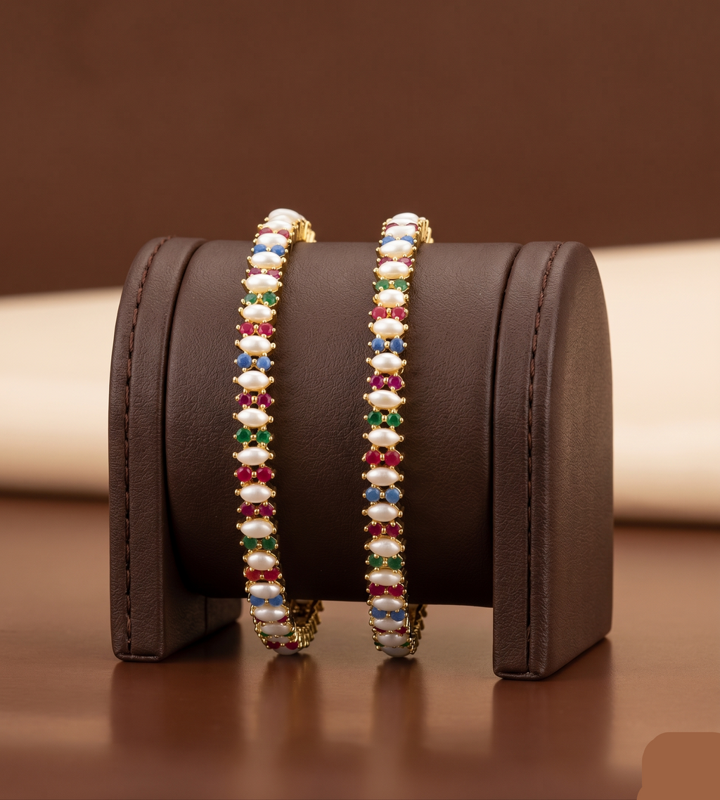 Pearl Radiance Stone Bangles