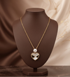 Gold-Toned Alloy Heart Pendant Necklace with Pearl Accent