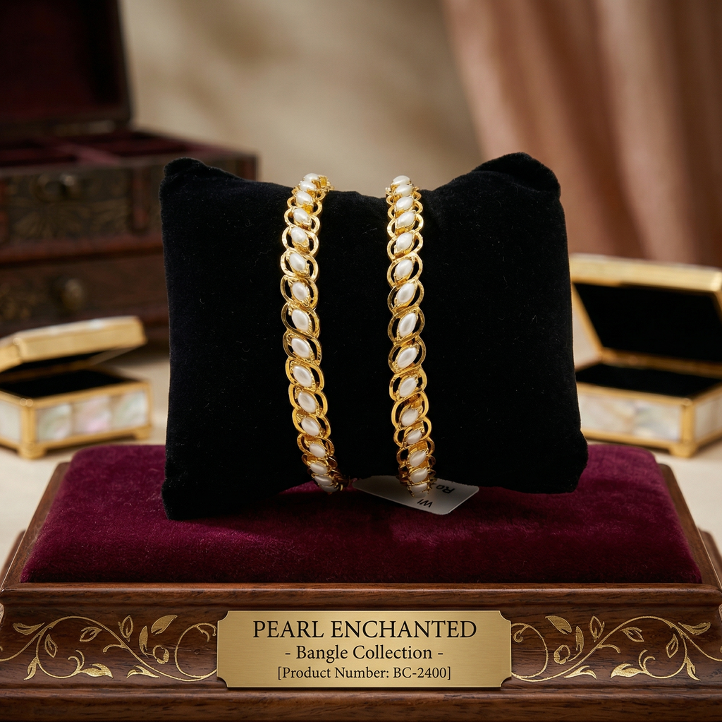 Gold Grace Pearl Line Bangles