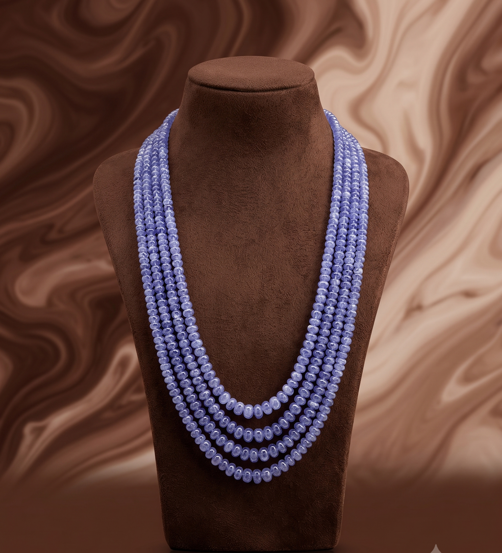 Royal Tanzanite Cascade Multi-Strand Blue Beaded Necklace
