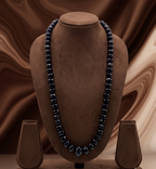 Midnight Drop Single-Strand Beaded Necklace with Central Accent