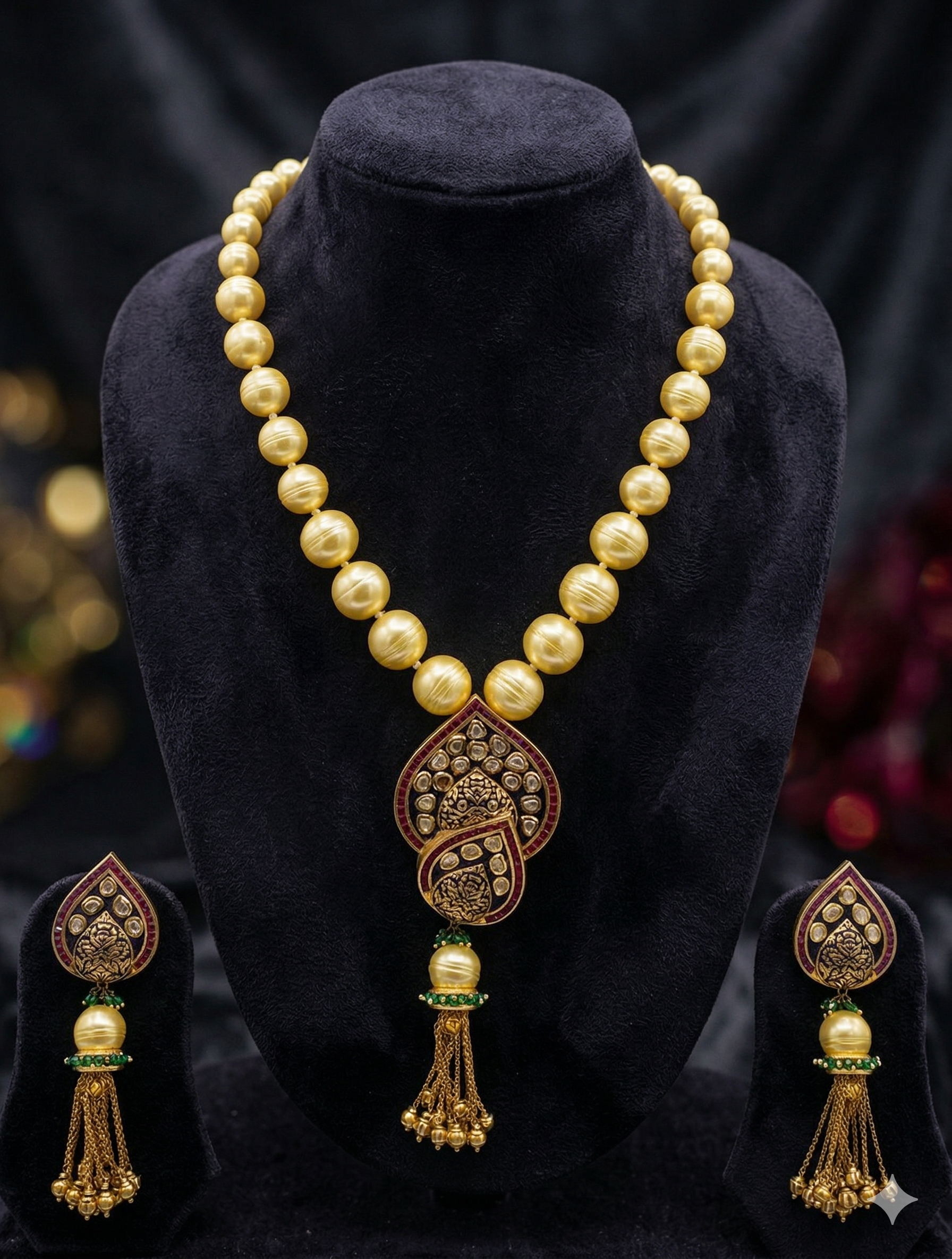 pearls With CZ stones pendant Set