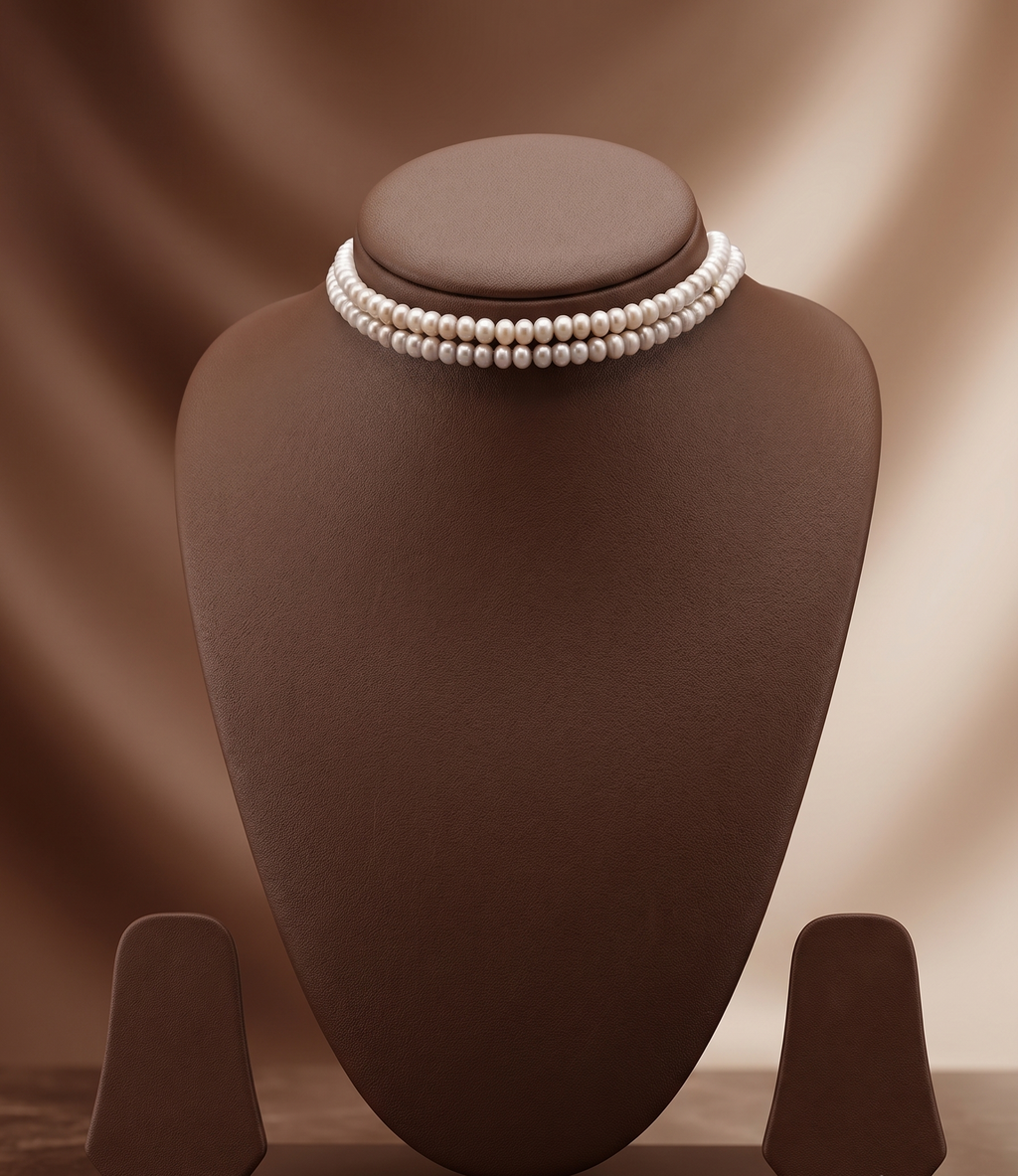 Silver Grace Freshwater Pearl 2 Line Choker