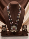 Multi-Colour Beaded Temple Necklace Set – Traditional Festive Jewellery
