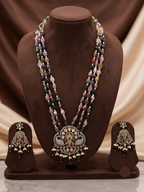 Multi-Colour Beaded Temple Necklace Set – Traditional Festive Jewellery