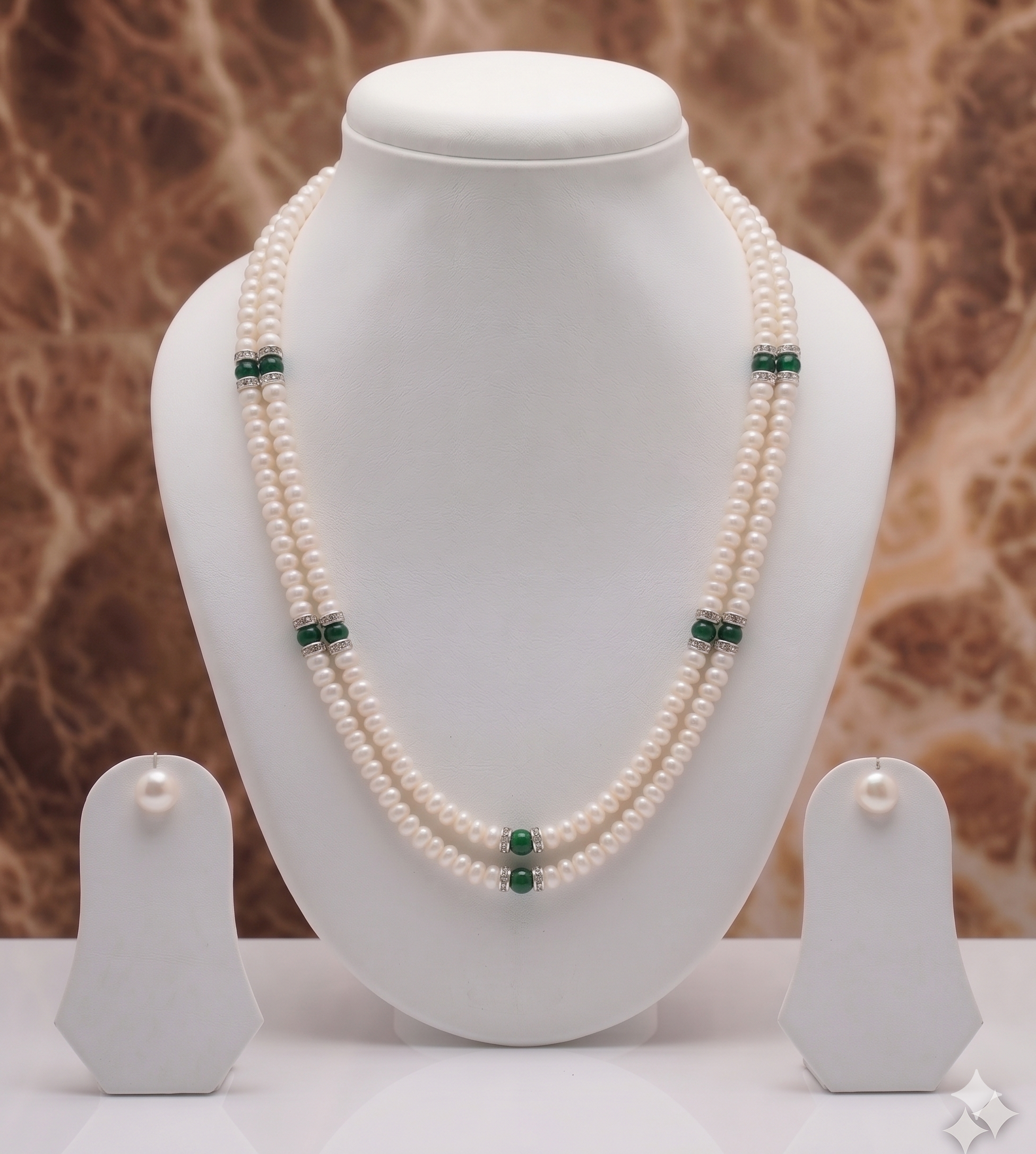 Double-Strand Freshwater Pearl Necklace Set