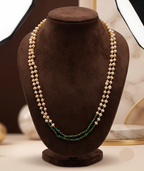 Emerald Cascade Pearl Taar Mala – Double-Strand Freshwater Elegance