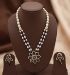 Blue Bloom Pearl Pendant Set