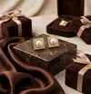 Luxury Square Pearl and Crystal Pavé Gold-Toned Cufflinks