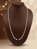 Freshwater Pearl Taar Mala with Red Coral Accent