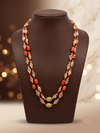 Royal Coral Crystal Taar Mala – Double-Strand Festive Statement