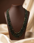 Emerald Veil � Layered Green Beaded Stone Necklace