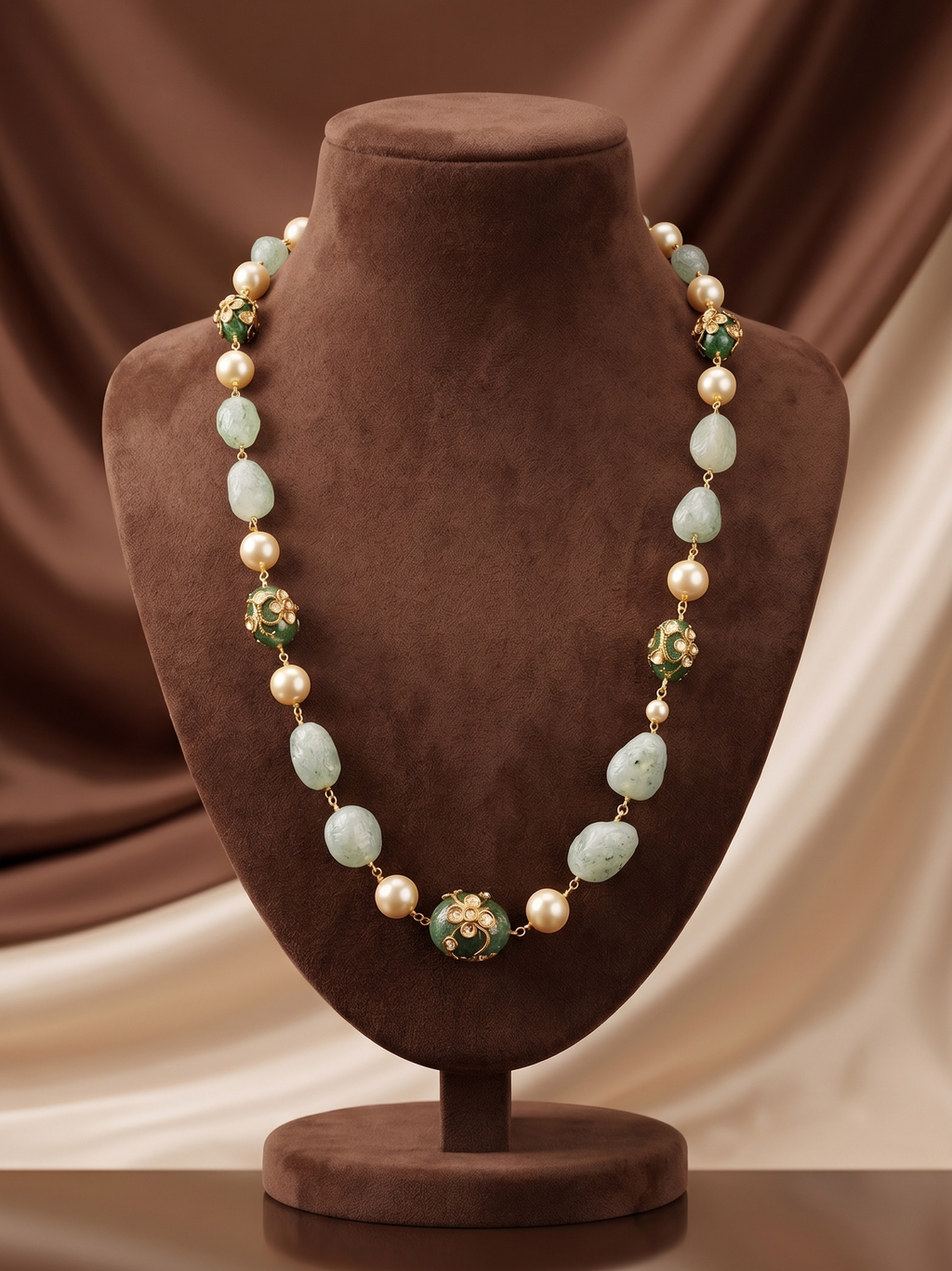 Heritage Fluted Floral Bead & Natural Gemstone Haar