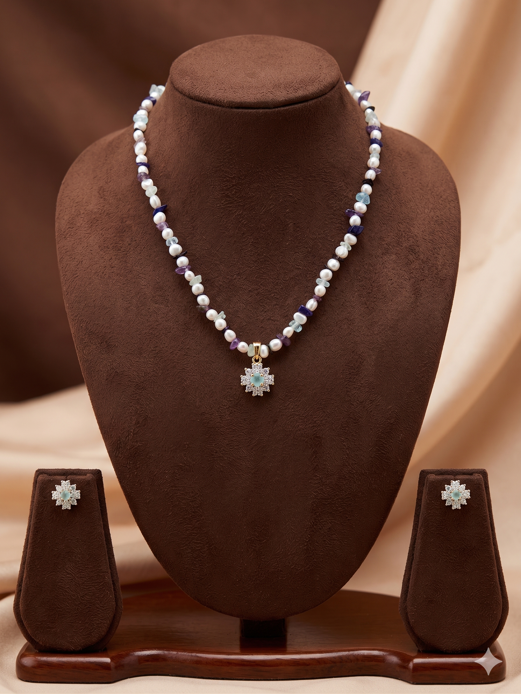 White Freshwater Irregular Pearl Pendant Set