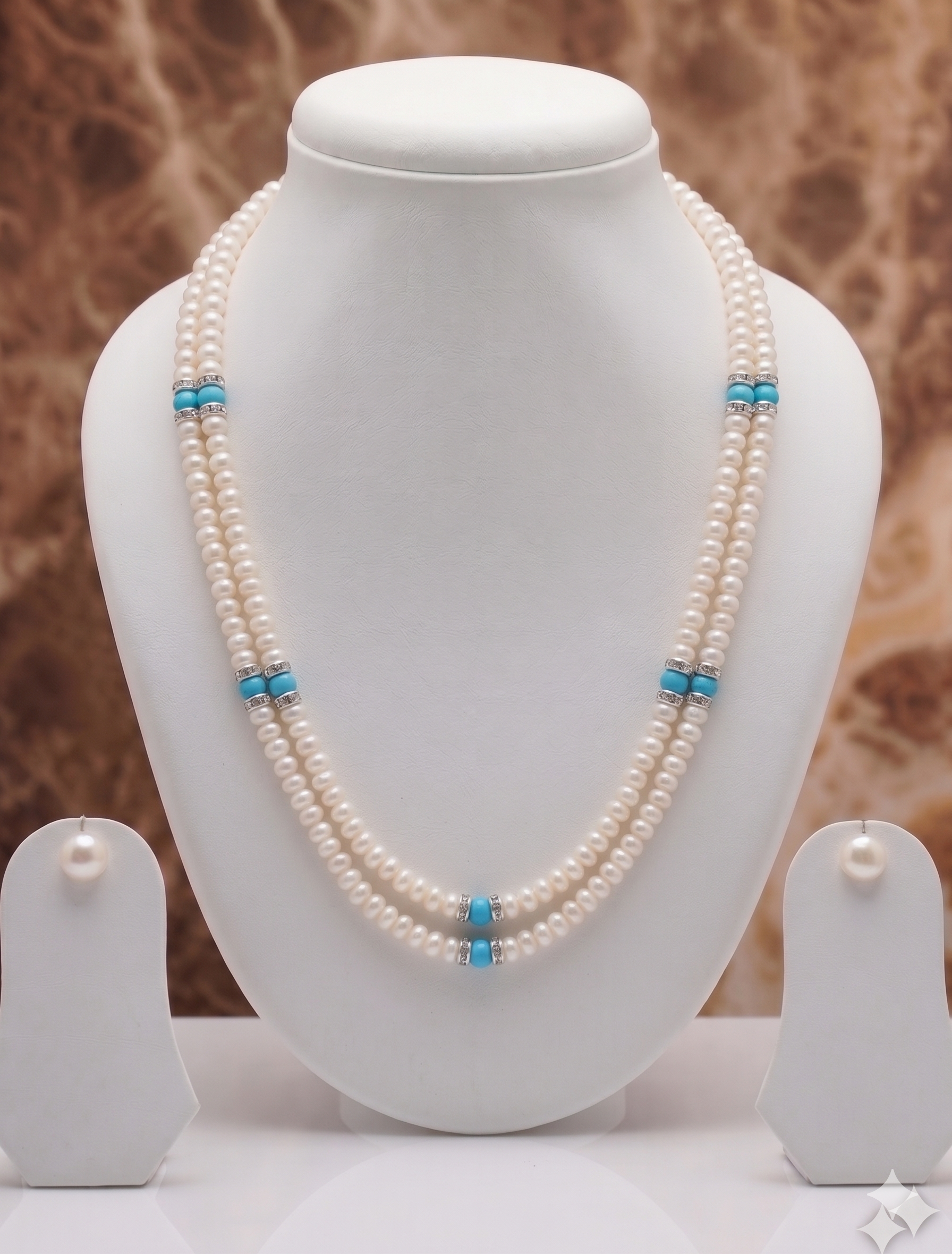 Double-Strand Freshwater Pearl Necklace Set