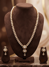 Royal Heritage Rice Pearl Long Necklace with Circular Button Pearl Pendant Set