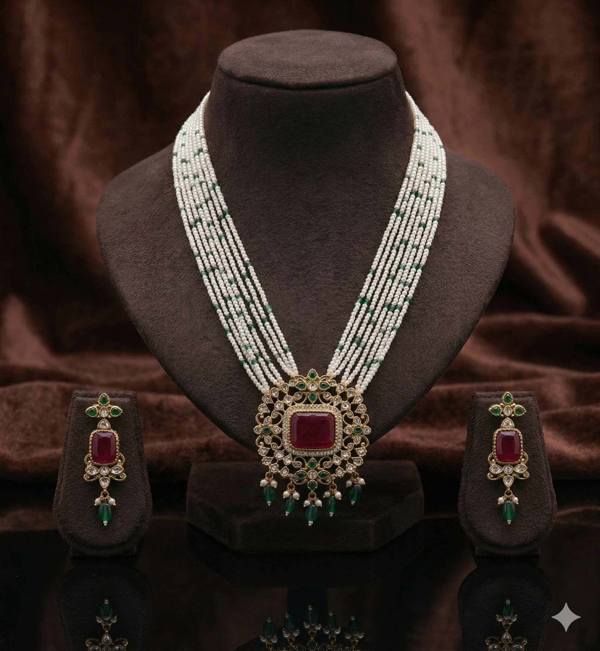 Maharani Pearl & Gemstone Heritage Fancy Pendent Set
