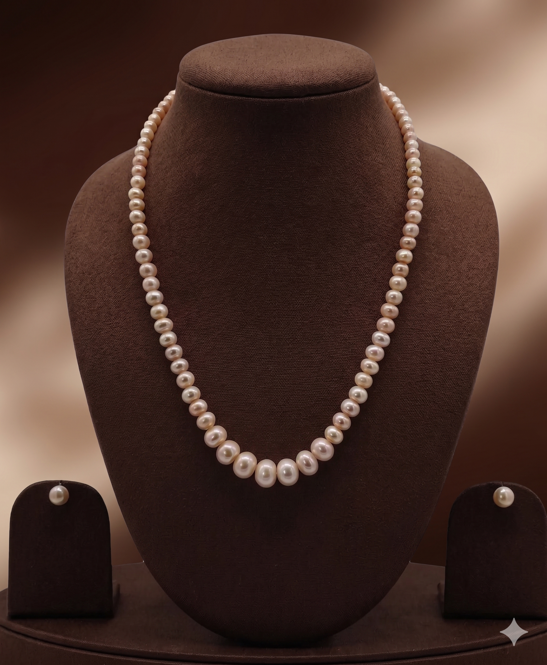 Peach Glow Elegance Pearls Necklace