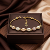 Classic Freshwater Pearl & Gold Accent Adjustable Bracelet