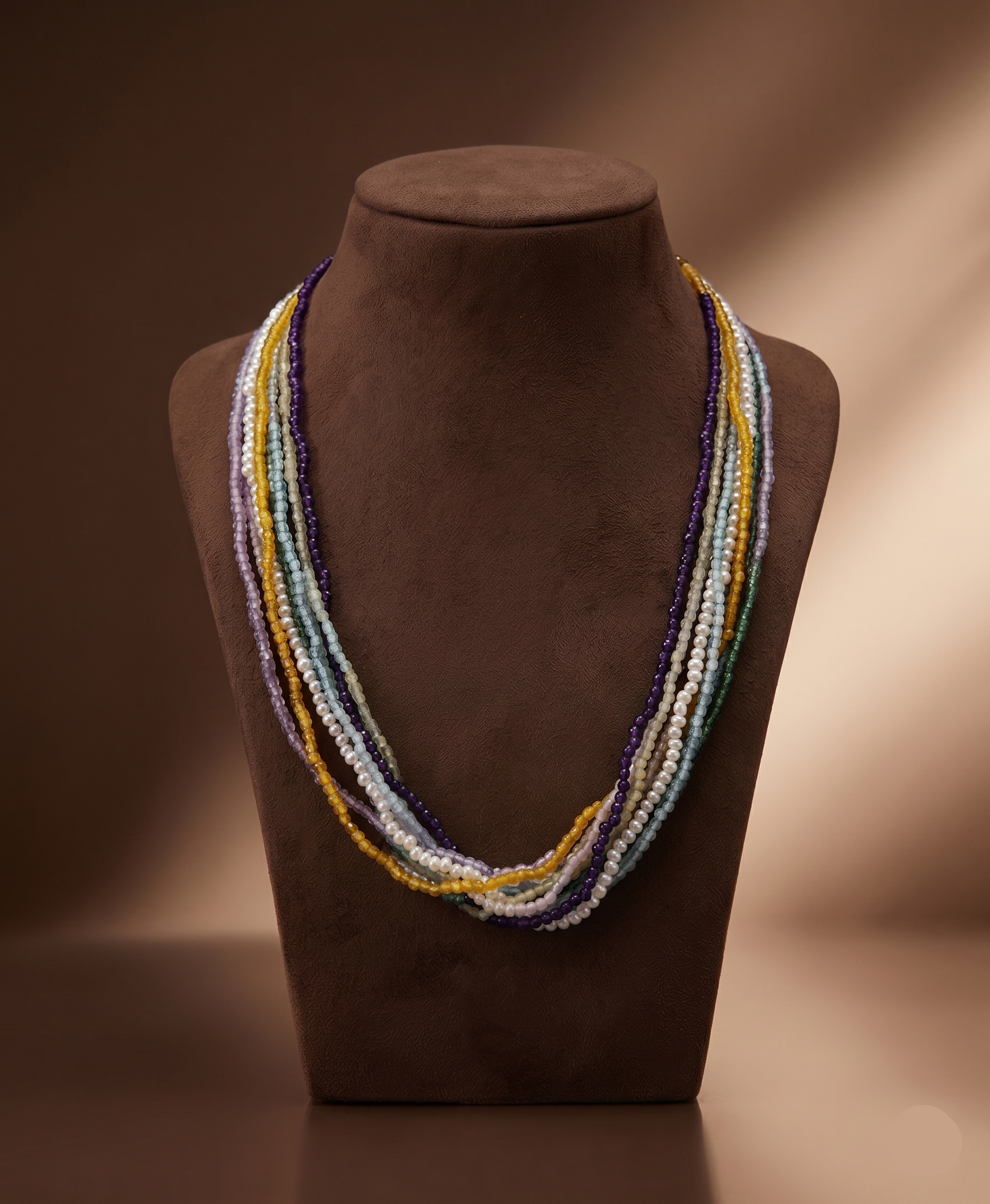 Rainbow Tangle � Twisted Multicolor Beaded Stone Necklace