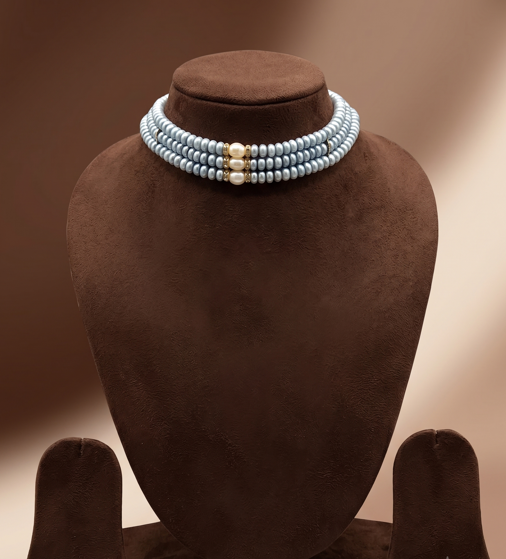 Sky Elegance Freshwater Pearl 3 Line Choker