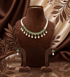 The Emerald Arch: Single-Line Pearl Necklace with Green Stone Festoon Set