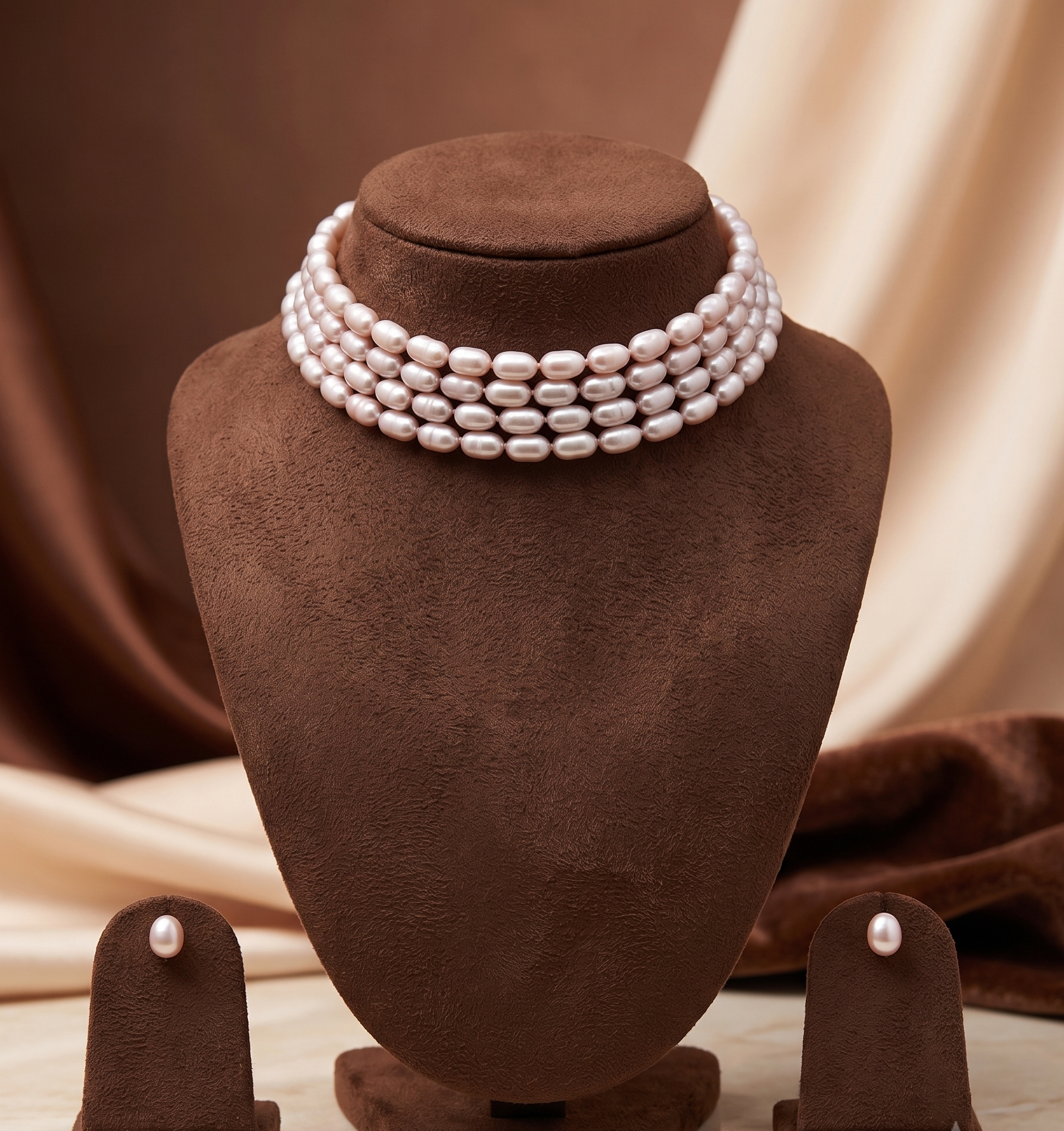 Blush Harmony Multi-Strand Pearl Choker Set