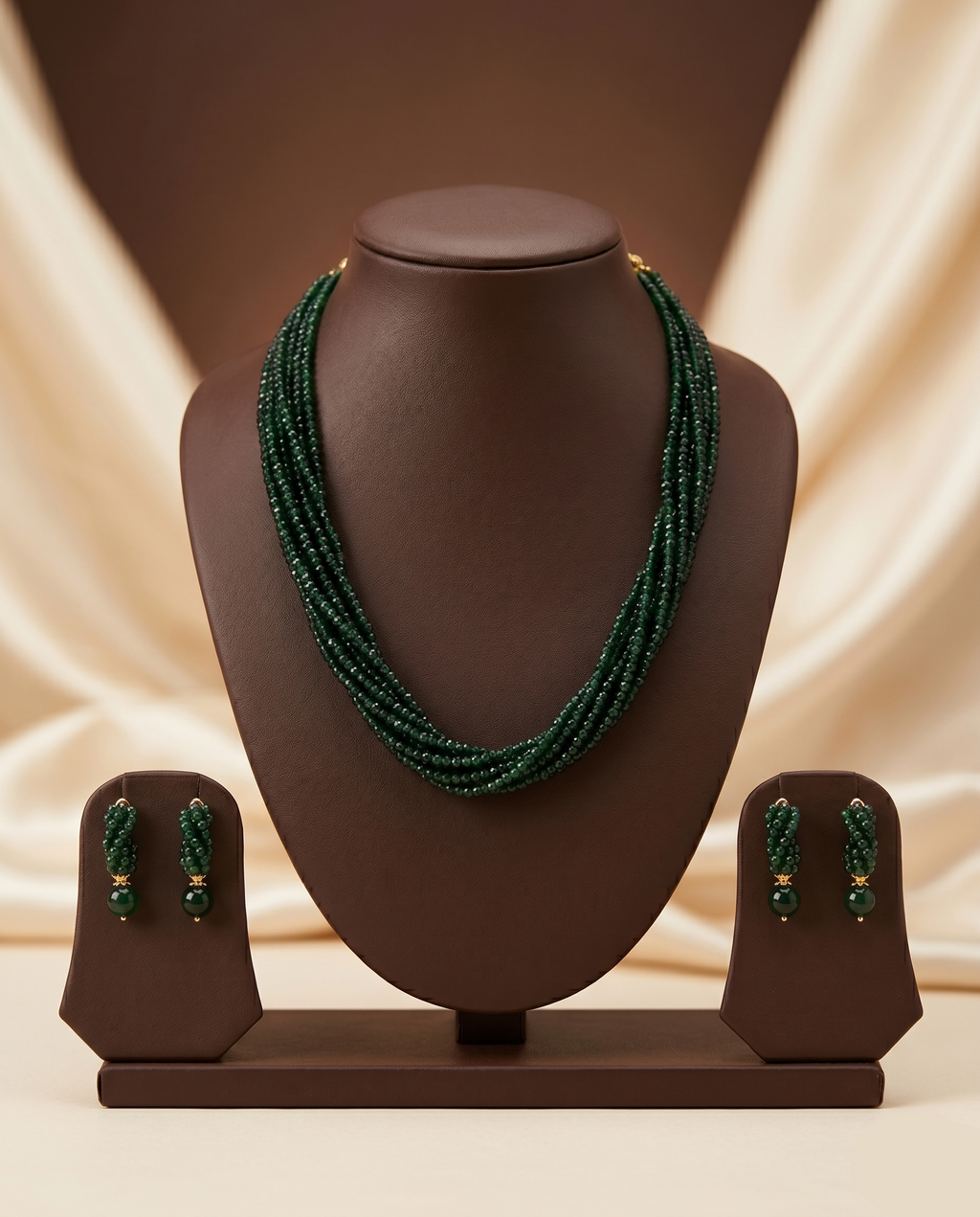 Noir Charm Multi-Strand Bead Stone Necklace