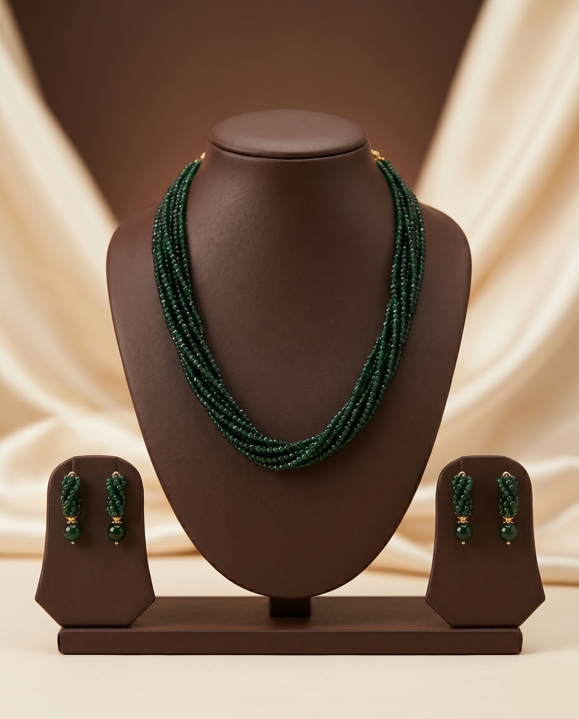 Noir Charm Multi-Strand Bead Stone Necklace